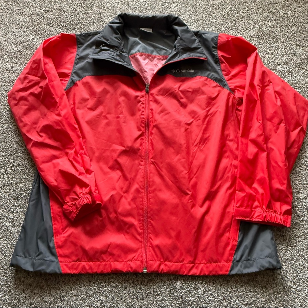 Columbia men’s Glennaker Lake red waterproof rain Jacket Large men’s hood hidden